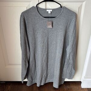 J. Jill Gray classic cotton rayon Long Sleeve knit light Top shirt womens XL NWT